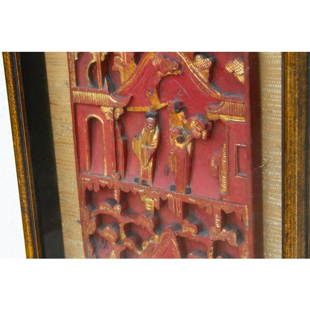 Antique Framed Red & Gilt Carved Wall Art For Sale In Los Angeles - Image 6 of 10
