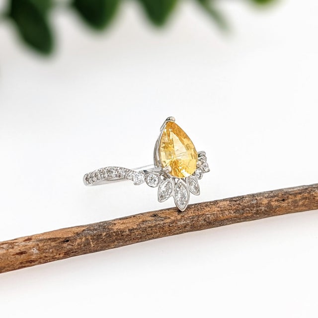 2020s 1.4Ct Ceylon Yellow Sapphire Ring With Diamond Accents: Solid 14k Gold, 9x6mm, Size 6.75 For Sale - Image 5 of 8