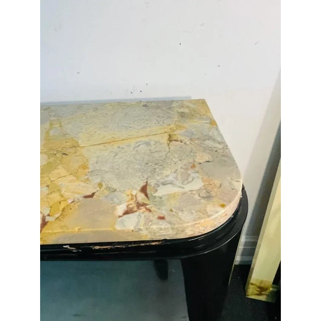 Black Masterful Gold Leaf Wood Stylized Floral Panel Flanked 1930s French Art Deco Buffet Attributed to Sue Et Mare For Sale - Image 8 of 10