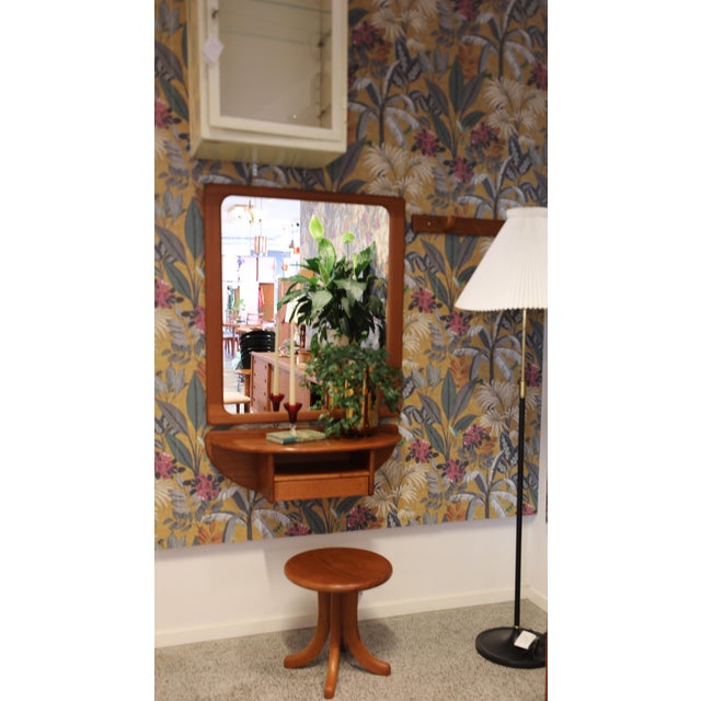 Danish Teak A Welcome Hallway Set with Mirror, Wall Console and Hook Rail from Vildbjerg Møbelfabrik, 1960s, Set of 3 For Sale - Image 4 of 18