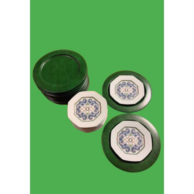 Mid 20th Century Modern Studio Nova Wood Charger Green Finish - Set of 10 For Sale - Image 9 of 11