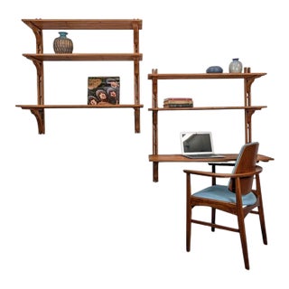 1970s Danish Modern MCM Modular Teak Wall Shelf Unit, 2 Pieces For Sale