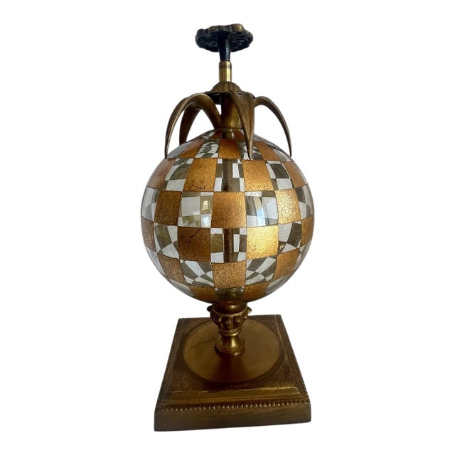 Mid-Century Modern Style Bronze Brass & Glass Decorative Orb For Sale