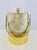 Plastic Vintage Mid Century Modern Faux Onyx and Gold Ice Bucket With Handle For Sale - Image 7 of 14