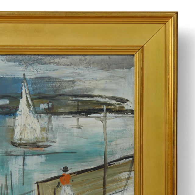 Mid-Century Modern Alfred Birdsey Vintage Bermuda Bayscape Painting For Sale - Image 3 of 10