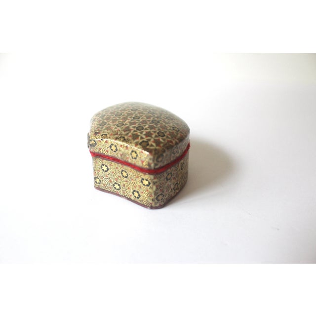 Vintage Khatam Small Jewelry Box With Bone Wood and Brass Inlay For Sale - Image 6 of 10