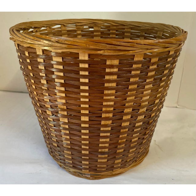 Vintage Wicker Waste Basket For Sale - Image 4 of 7