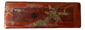 Antique 14" Japanese Meiji Maki-e Lacquer Fubako Document Box Bird & Blossoms