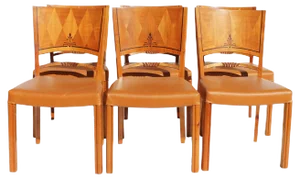 Leather Dining Chairs, 1950s, Set of 6