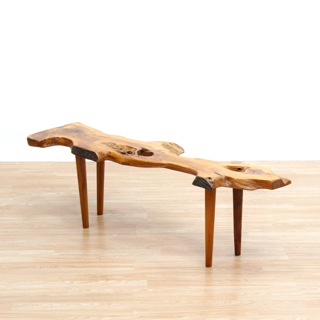 1950s Mid Century Live Edge Solid Yew Wood Coffee Table by Reynolds of ...