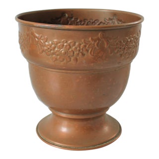 Vintage Copper Footed Pedestal Flower Urn Planter Pot For Sale