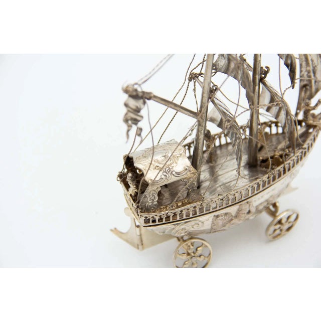 Miniature Sailing Boat in Silver For Sale - Image 4 of 6
