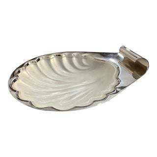 1990s Modern Silver Plated and Glass Shell Plate by Lino Sabattini For Sale