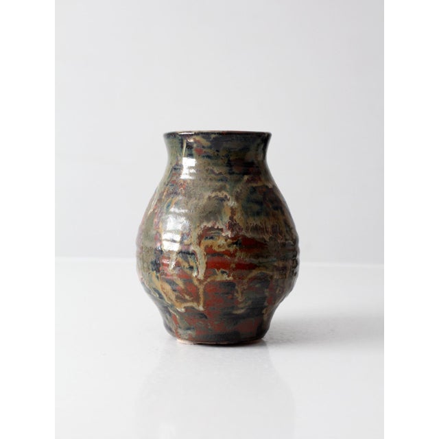 Contemporary Vintage Handmade Studio Pottery Vase For Sale - Image 3 of 12