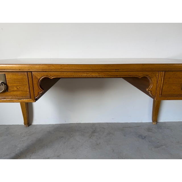 1970s Vintage Baker Furniture French Louis XV Style Walnut Writing Desk For Sale - Image 5 of 12