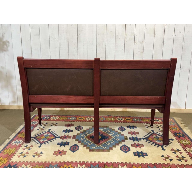 English Bench in Beech and Imitation Leather, 1990s For Sale - Image 11 of 12
