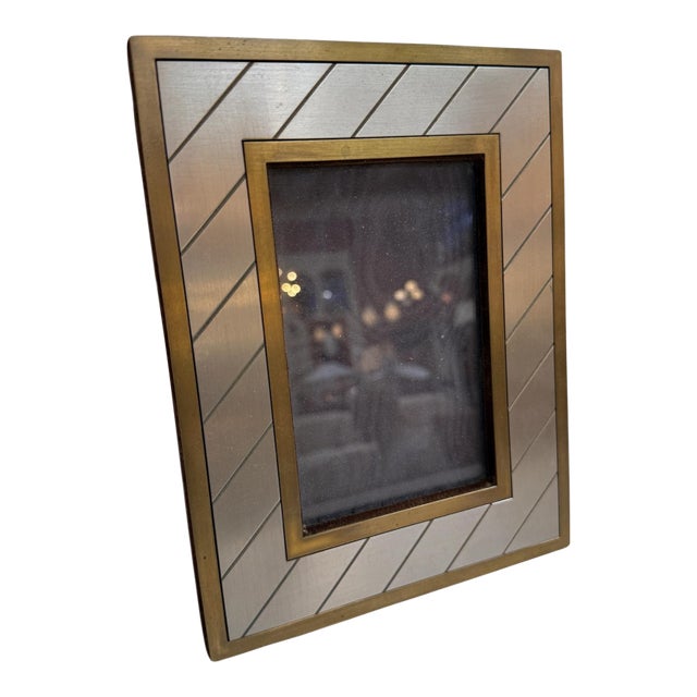 Christofle Selection Silver-Plated Photo Frame With Brass Accents For Sale