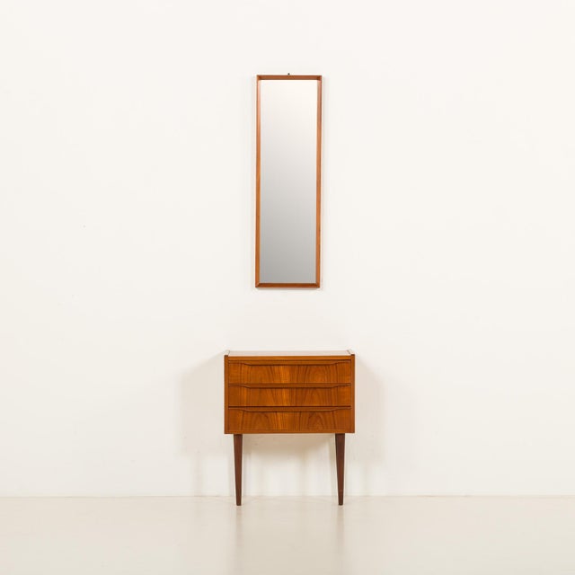Mid-Century Modern Danish Teak Hall Dresser and Mirror, 1960s, Set of 2 For Sale - Image 3 of 13