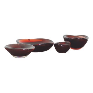 Selena Glass Bowl by Sven Palmqvist for Orrefors, 1950s, Set of 4 For Sale