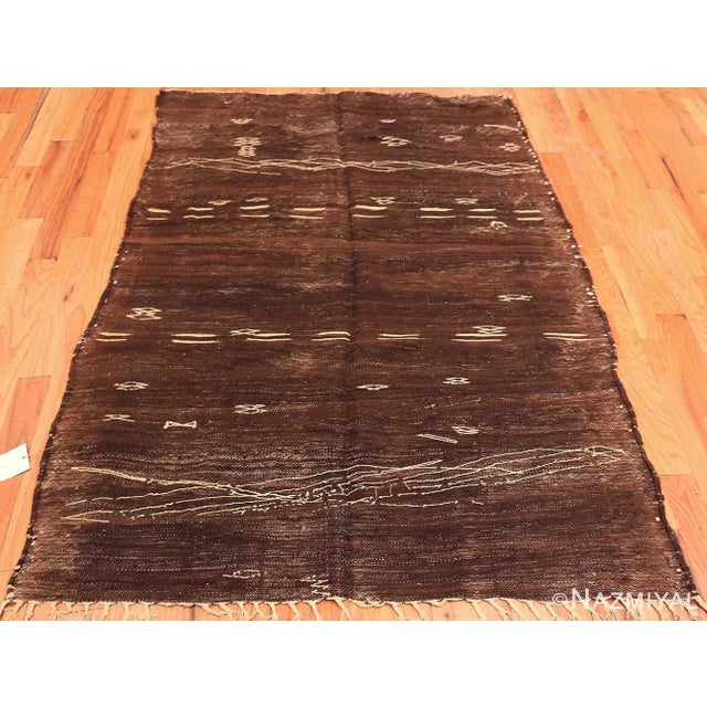 Beautiful Vintage Moroccan Brown Kilim Rug, Country of Origin: Morocco, Circa Date: Mid 20th Century