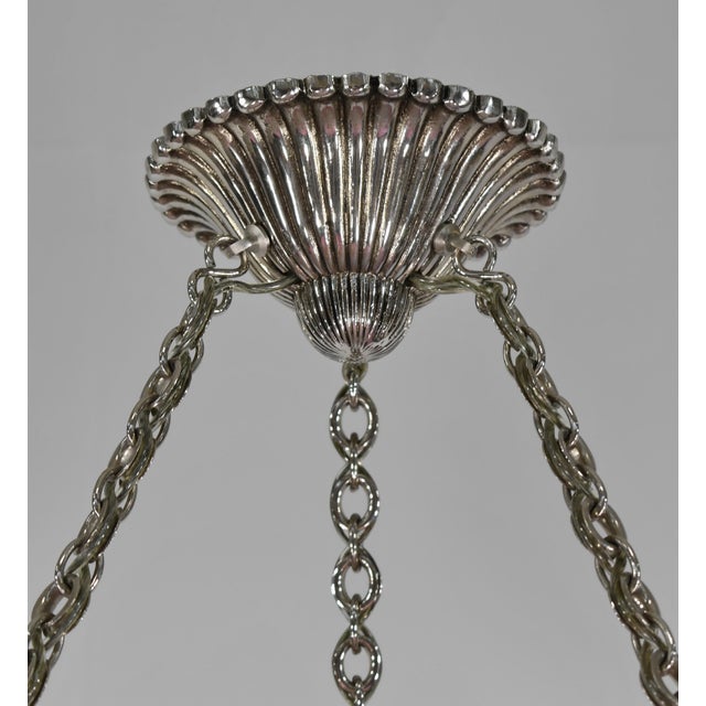 Hettier Vincent & Muller Freres French Art Deco Pendant Light 1930s - Pink Mottled Glass Bowl For Sale - Image 9 of 13