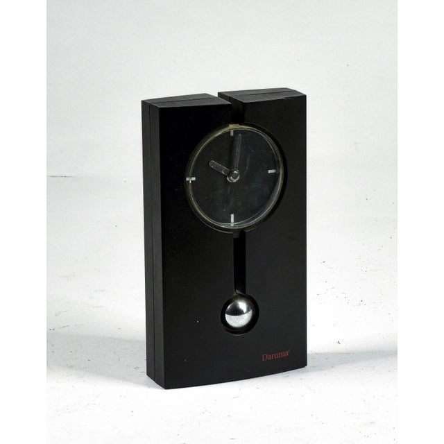 Black Black Plastic and Chrome Battery-Operated Pendulum Clock from Daruma For Sale - Image 8 of 9