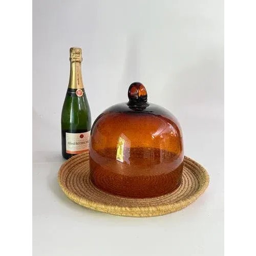 Serving Tray Cloche Plate Bell for Cheese or Fruit in Rattan and Glass Italy Dimensions of the bell with the rattan base...