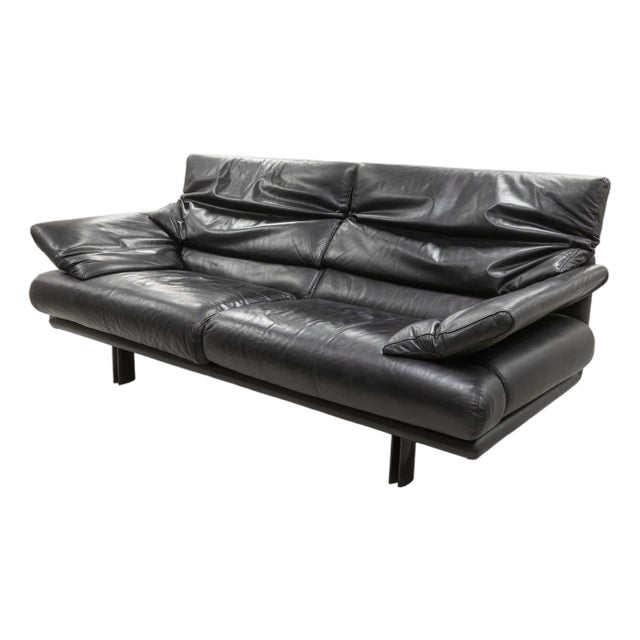 Postmodern Alanda Italian Black Leather Loveseat by Paola Pive for B&b Italia For Sale
