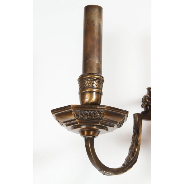 American Traditional Cast Brass Triple Arm Sconces - A Pair For Sale - Image 3 of 8