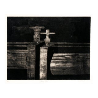 "Press Two" - Artist's Proof Etching in Ink on Paper by Doris Warner For Sale
