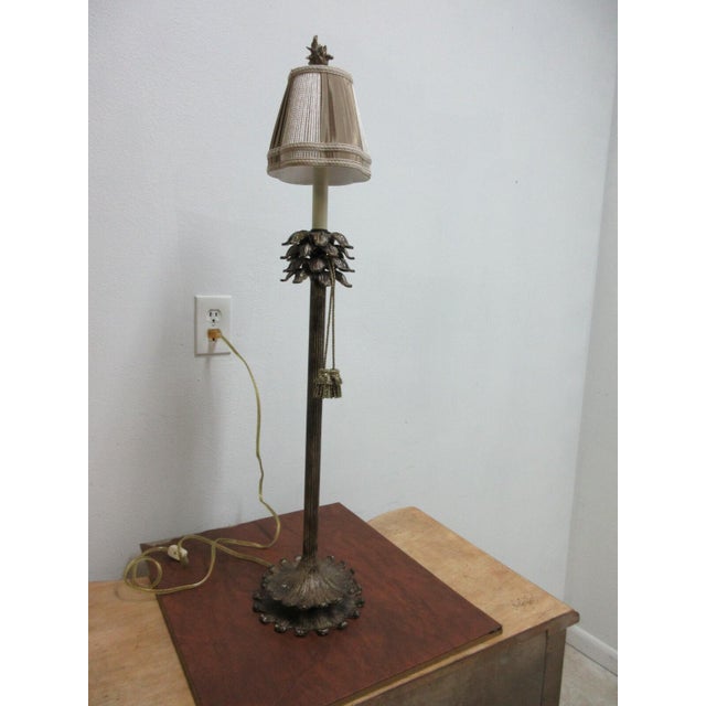 Italian 1990s John Richards Faux Bronze Italian Regency Corinthian Column able Lamp Shade B For Sale - Image 3 of 10