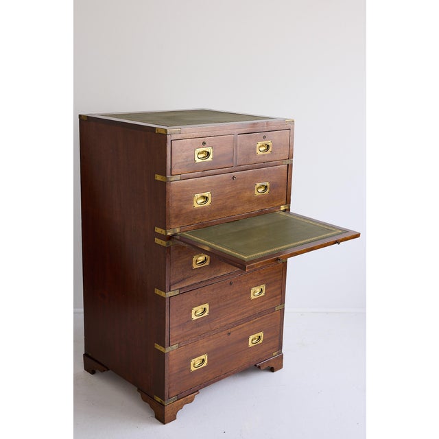Brown English Campaign Chest & Secretary in Mahogany With Brass Fittings For Sale - Image 8 of 18