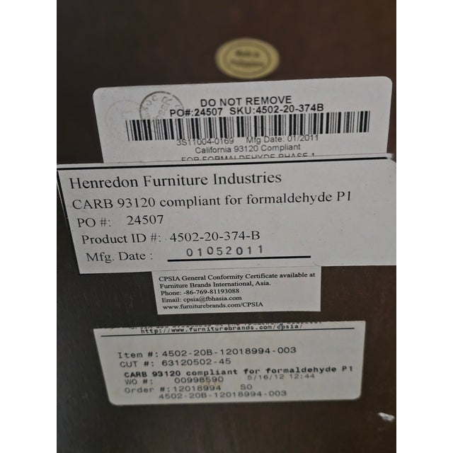 Henredon Mahogany & Gilt Center Table Console Table Marble Top Table For Sale In Cleveland - Image 6 of 8