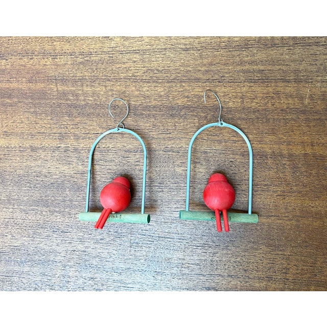 Mid-Century Modern Red Bird Hangers from Aarikka, Finland, 1960s, Set of 2 For Sale - Image 10 of 12