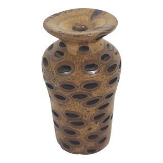 Vintage Banksia Nut Wood Vase Natural For Sale