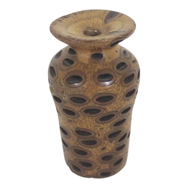 Vintage Banksia Nut Wood Vase Natural For Sale