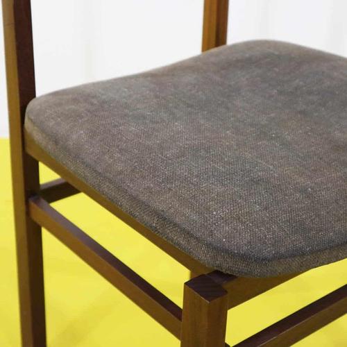 Wooden Chair with Brown Upholstered Seat