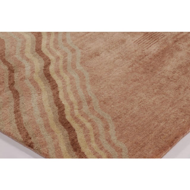 Art Deco Rug & Kilim’s French Art Deco Style Rug in Beige & Pink With Stylized Skyscraper For Sale - Image 3 of 8