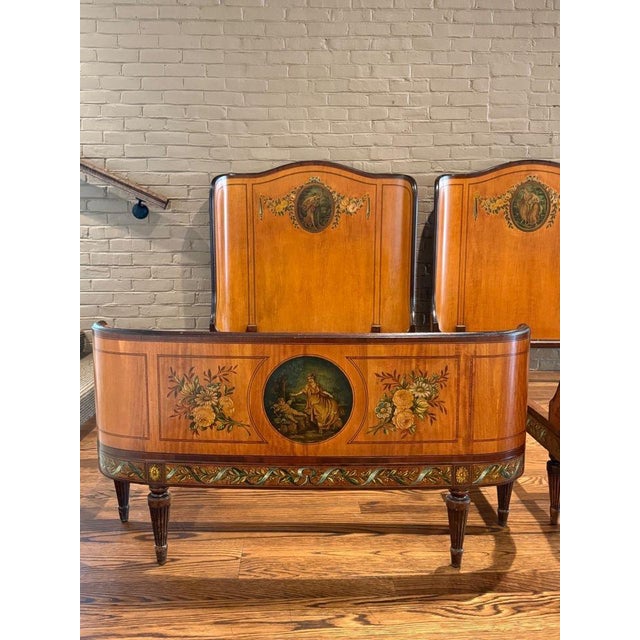 Pair of Antique Louis XV Painted Wood Beds For Sale - Image 4 of 11