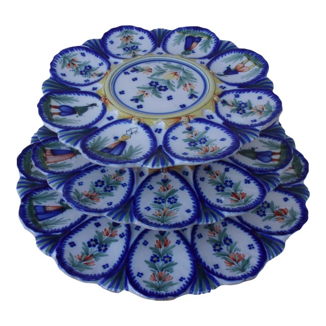 19th Century French Faience Server Oyster Henriot Quimper For Sale