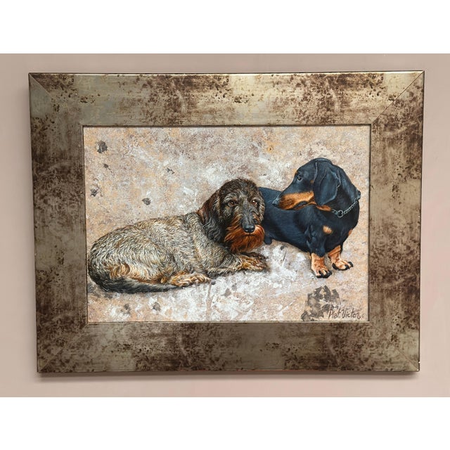 Plat. Victor, Dachshunds, 1960s, Oil on Canvas, Framed For Sale - Image 15 of 18