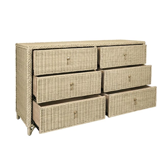 Contemporary Matthew Izzo Home Bowden Wrapped Rattan Six Drawer Chest For Sale - Image 3 of 9