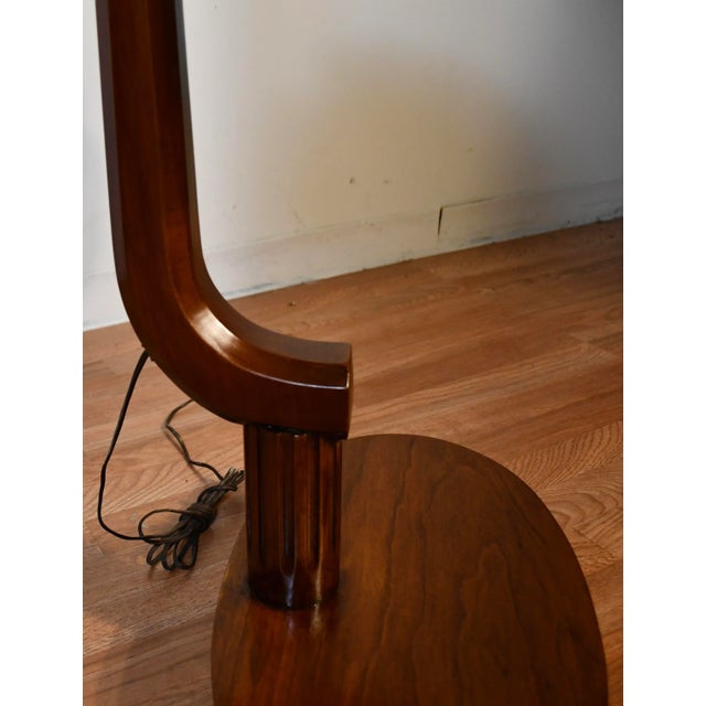 1930 Art Deco Birdseye Maple Lamp and Side Table Combination / Floor Lamp For Sale - Image 11 of 13