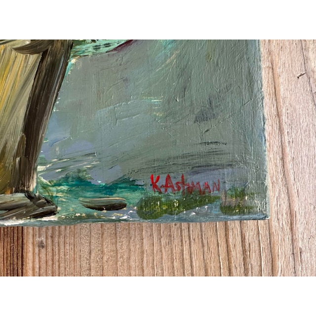 “Bloom Anyway”, Mixed Media Collage Flower Still Life Painting on Recycled Canvas by Artist Kristin Ashman. For Sale - Image 10 of 11