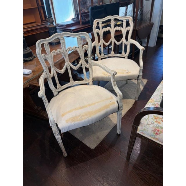 Pair of Hand Painted French Style Armchairs For Sale In West Palm - Image 6 of 7