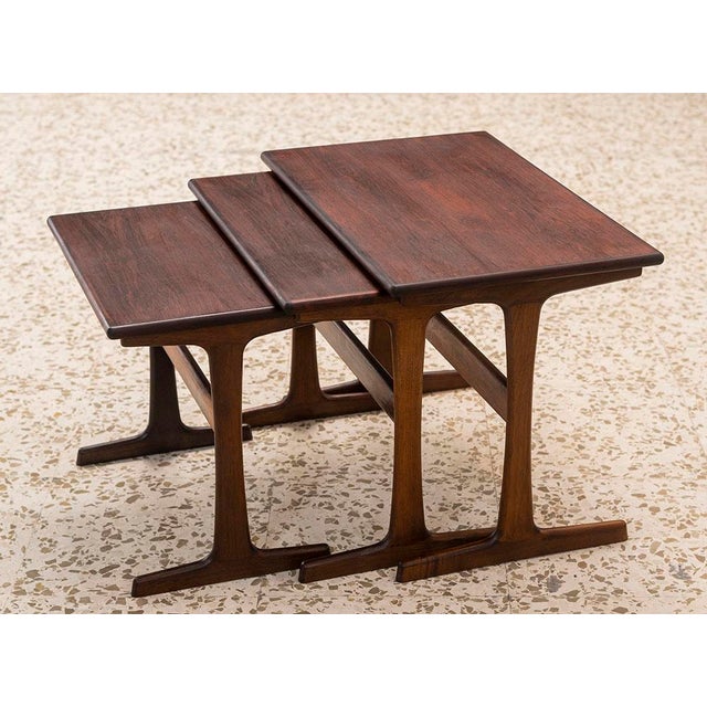 Nesting Side Tables by Kai Kristiansen for Vildbjerg Møbelfabrik, Denmark, 1960s, Set of 3 For Sale - Image 4 of 6