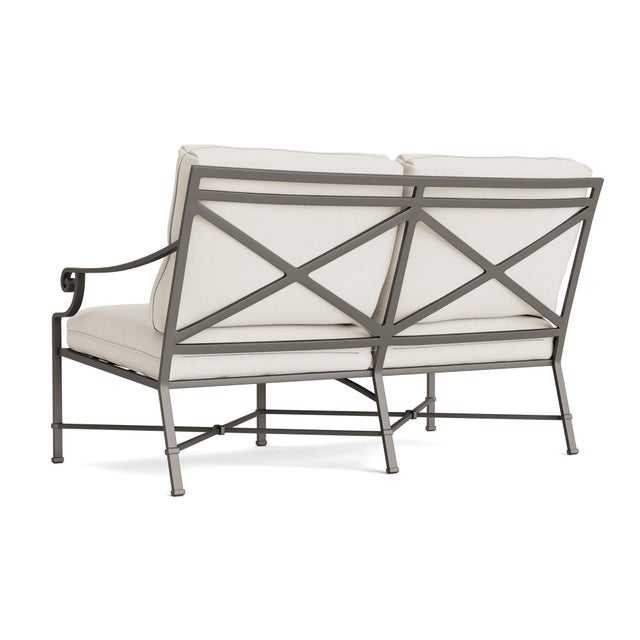 Not Yet Made - Made To Order Brown Jordan Venetian Right Arm Loveseat, Mica frame with Fusion Natural fabric For Sale - Image 5 of 11