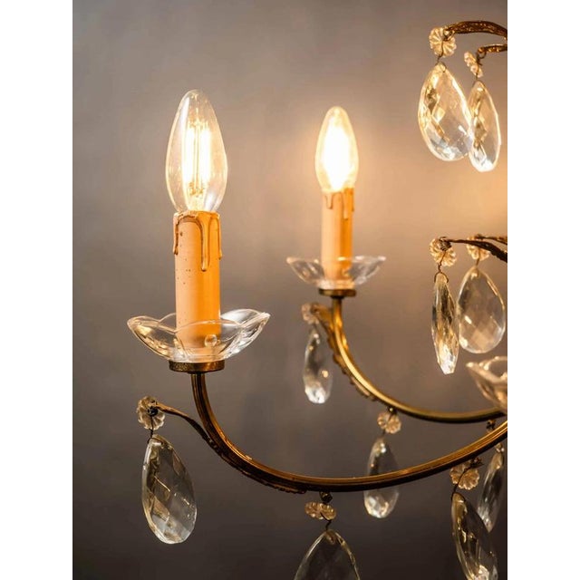 Brass Chandelier with Crystal Trimmings For Sale - Image 3 of 18