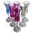 Vintage Colored Stemmed Cordials - Hand Blown Tulip Shaped - Set of 6 For Sale