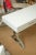 Campaign Vintage John Stuart Restored 2 Drawer White Lacquered Wood Campaign Desk With X Chrome Base For Sale - Image 3 of 13